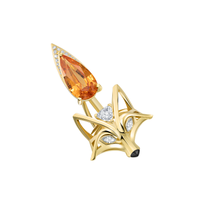 Кольцо с гранатом спессартин, бриллиантами и агатом