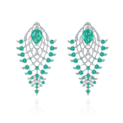 Серьги-пусеты с изумрудами и бриллиантами