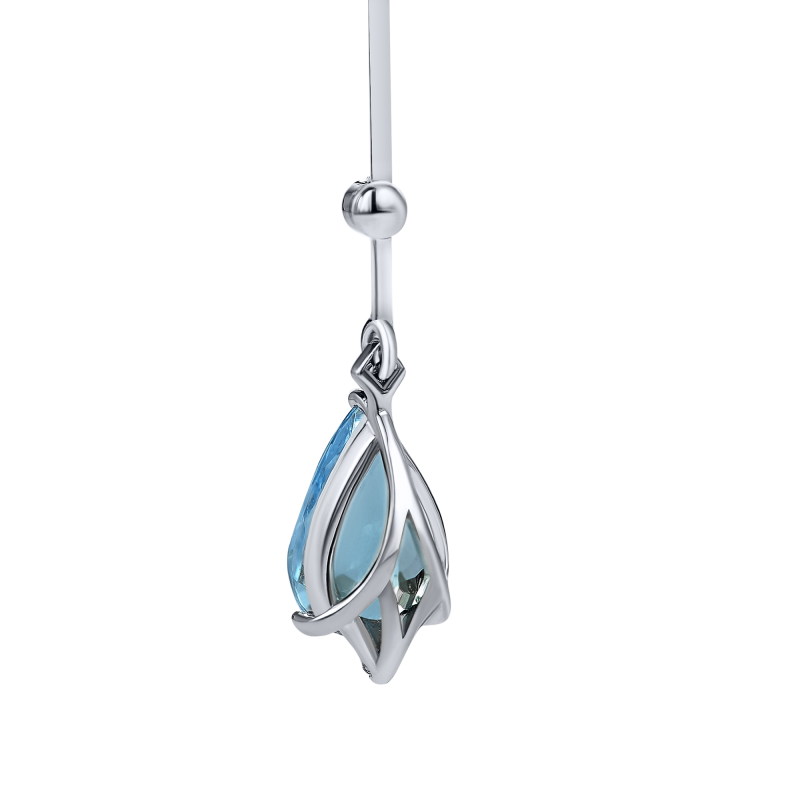 Серьги-пусеты с изумрудами, аквамаринами и бриллиантами