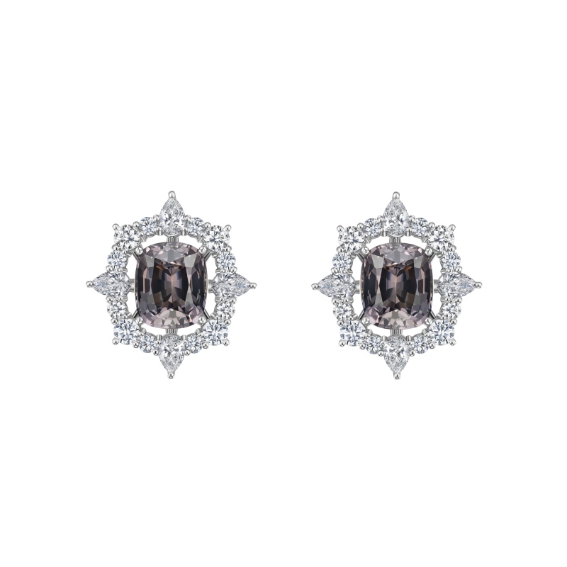 Серьги-пусеты со шпинелями и бриллиантами