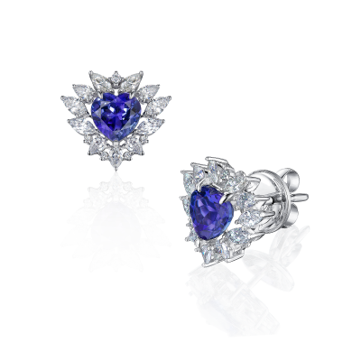 Серьги-пусеты с танзанитами и бриллиантами