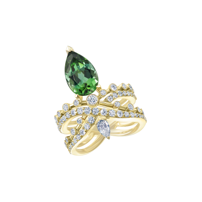 Кольцо с турмалином и бриллиантами