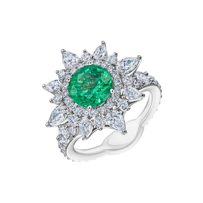 R16-FD-003-6 Кольцо (750) (1 Изумруд (О) облагороженный Круг 7.0 (1.00-1.49) 2/Г2 1.250ct, 4 Бр Г-56 3.95*2.5 (10-7) 3/4А 0.400) ШК: 3000000000748