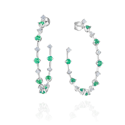 Серьги-пусеты с изумрудами и бриллиантами