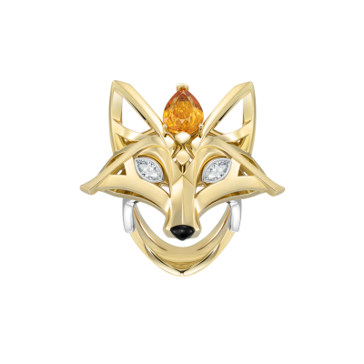 Кольцо с гранатом спессартин, бриллиантами и агатом