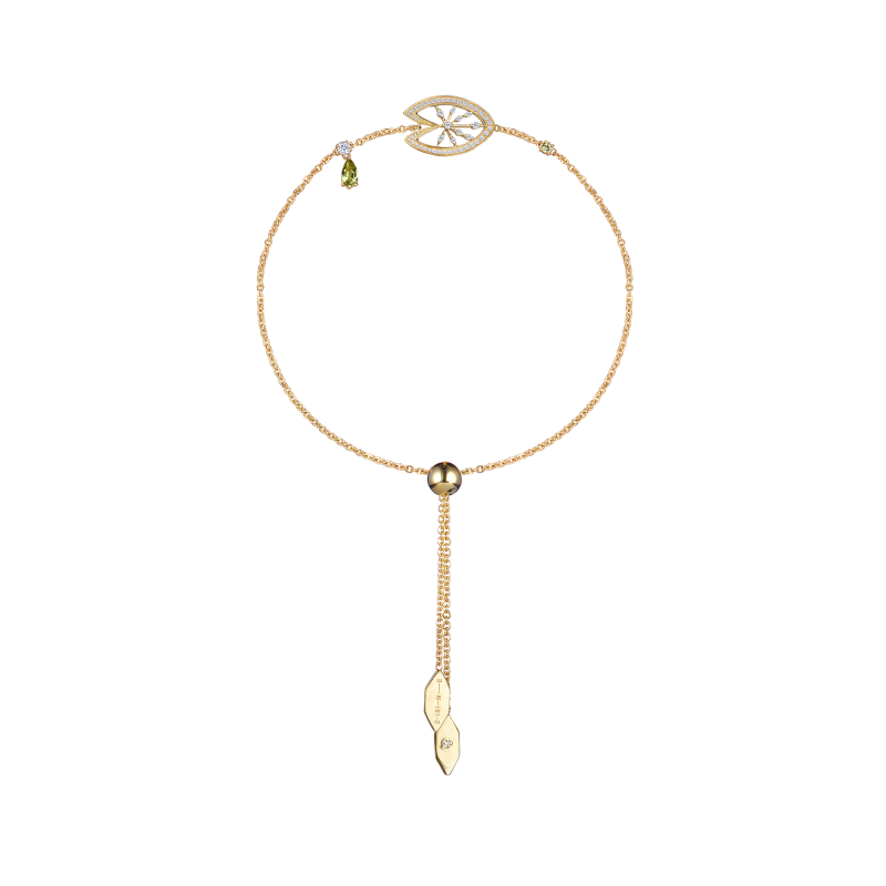 Браслет-боло с хризолитами и бриллиантами