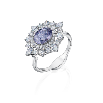 Кольцо со шпинелью и бриллиантами