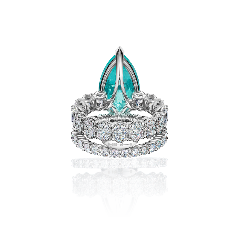 Кольцо с турмалином параиба и бриллиантами