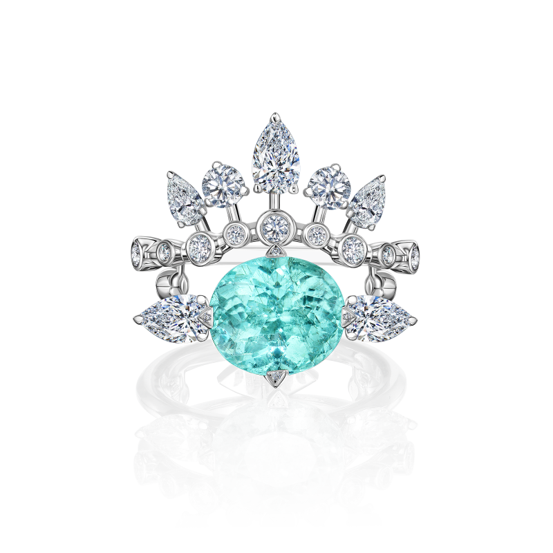 Кольцо с турмалином параиба и бриллиантами