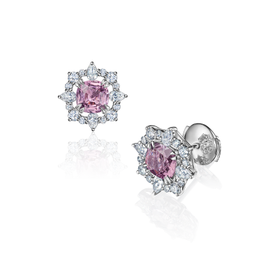 Серьги-пусеты со шпинелями и бриллиантами