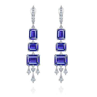 Серьги с танзанитами и бриллиантами