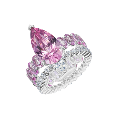 Кольцо с турмалином, сапфирами и бриллиантами