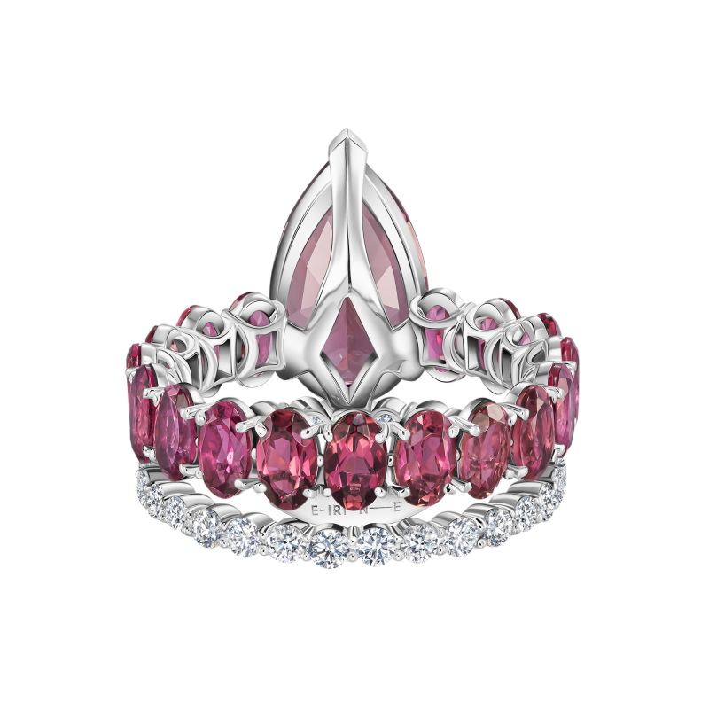 Кольцо с гранатом, турмалинами и бриллиантами