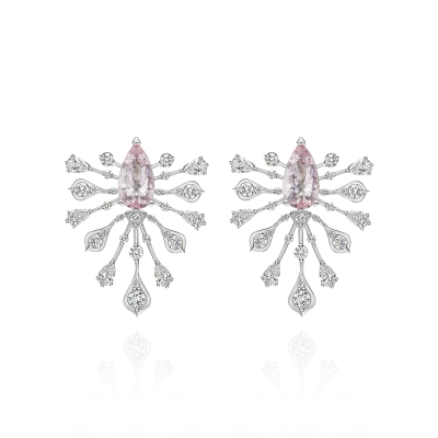 Серьги-пусеты с морганитами и бриллиантами