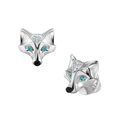 E01-S-135-6 Серьги (750) (4 Турмалин параиба Круг 1.5 0.060ct, 2 Бр Триллион 4.0*4.0 (5-4) 3/5А 0.420ct, 2 Агат - чёрн. 0.120c) ШК: 3000000000649