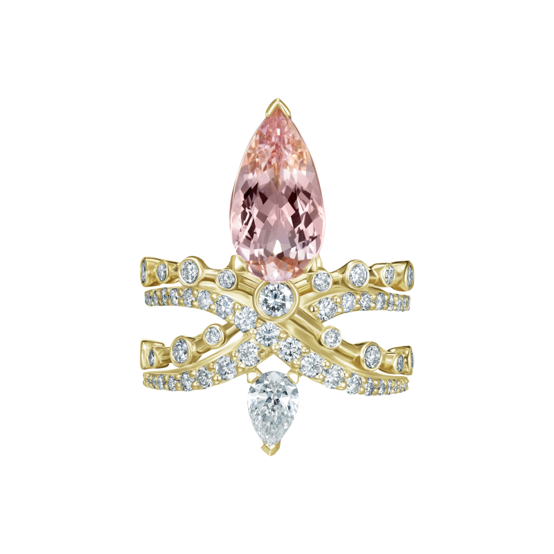 Кольцо с морганитом и бриллиантами