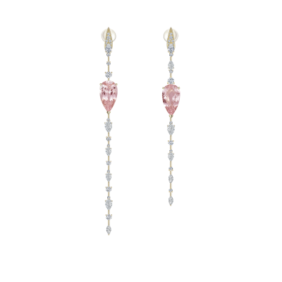 Серьги-пусеты с морганитами и бриллиантами